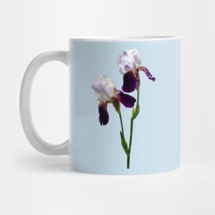Twin Irises Maroon and White Mug